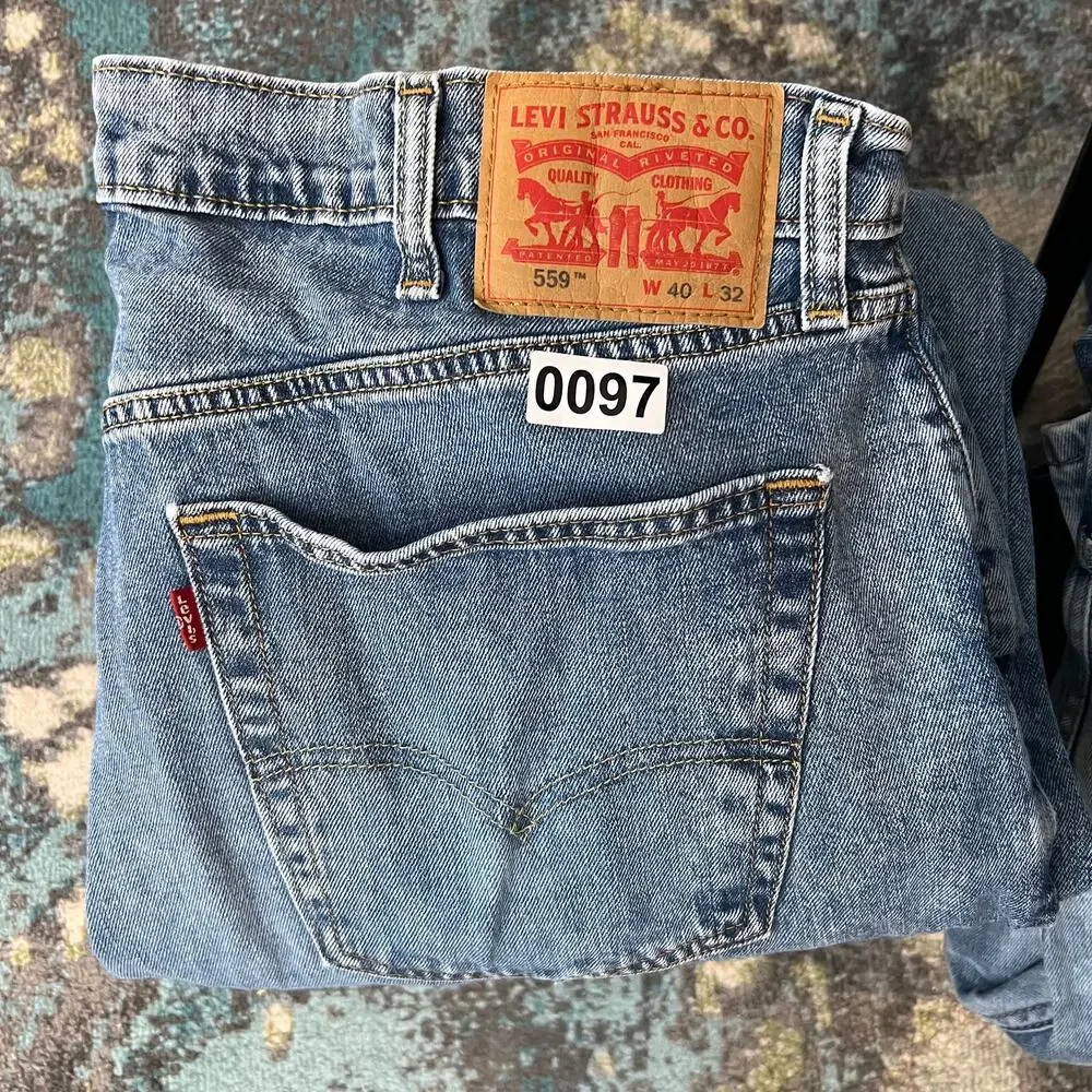 Levis 559 Jeans Mens‎ 40x32 Blue Relaxed Straight Mid Rise Medium Wash Denim Y2K